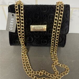 GUESS Black Velvet Chain Bag